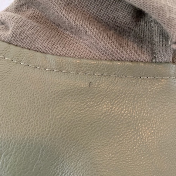 Blank NYC Vegan Leather and Ponte Drape Dark Green Jacket - Picture 7 of 8